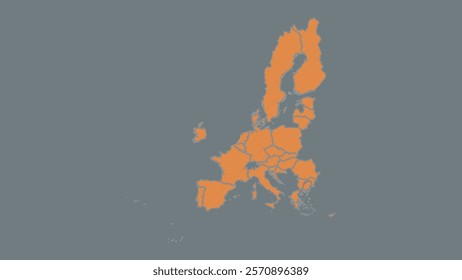 Modern Map of european union with Interactive Features, Flat design european union outline map.