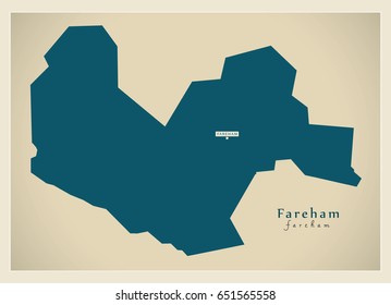 Modern Map - Fareham district UK illustration