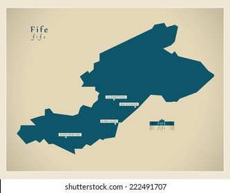 Modern Map - Fife UK