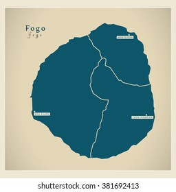 Modern Map - Fogo with municipalities CV