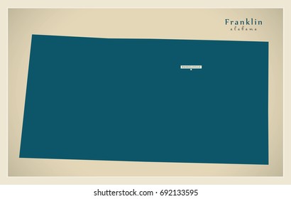 Modern Map - Franklin Alabama county USA illustration