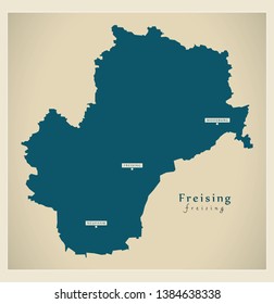 Modern Map - Freising county of Bavaria DE