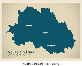 Modern Map - Freyung-Grafenau county of Bavaria DE