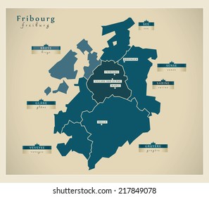 Modern map - Fribourg CH