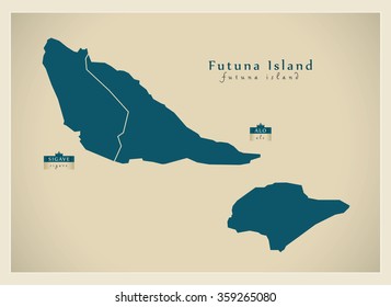 Modern Map - Futuna Island with territory names WF