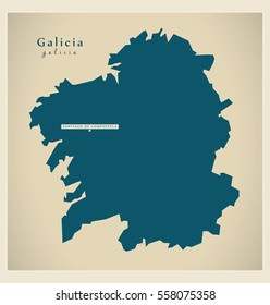 Modern Map - Galicia ES Spain design refreshed