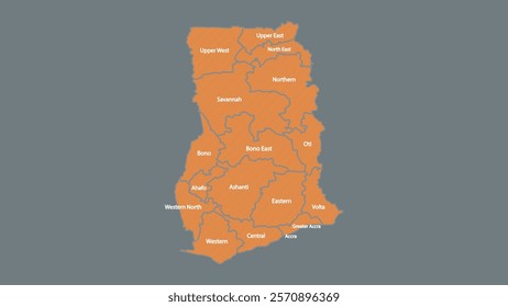 Modern Map of Ghana with Interactive Features, Flat design Ghana outline map.