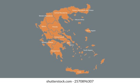 Modern Map of Greece with Interactive Features, Flat design Greece outline map.