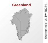 A modern map of Greenland with a division into regions, on a gray background with a red title.