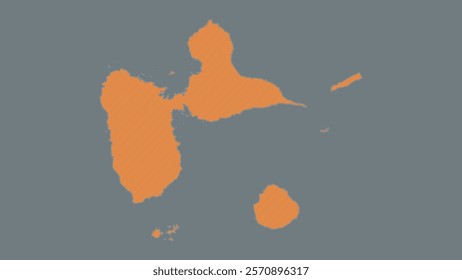 Modern Map of Guadeloupe with Interactive Features, Flat design Guadeloupe outline map.