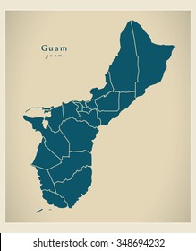 Modern Map - Guam with districts GU