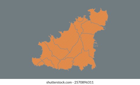 Modern Map of Guernsey with Interactive Features, Flat design Guernsey outline map.