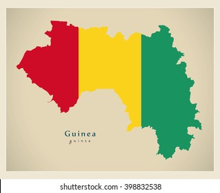 Modern Map - Guinea flag colored GN