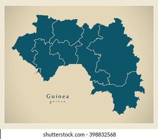 Modern Map - Guinea with regions GN