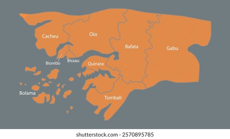 Modern Map of Guinea-Bissau with Interactive Features, Flat design Guinea-Bissau outline map.