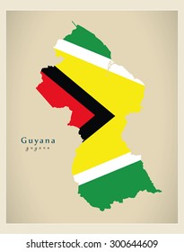 Modern Map - Guyana colored GY