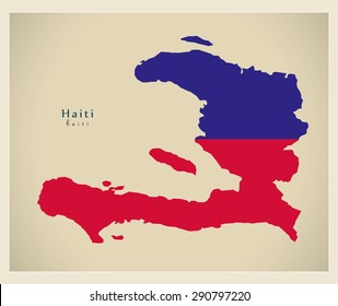 Modern Map - Haiti colored HT