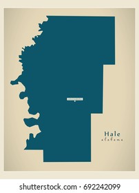 Modern Map - Hale Alabama County USA Illustration