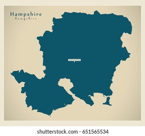 Modern Map - Hampshire county UK illustration