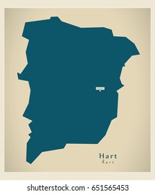 Modern Map - Hart district UK illustration