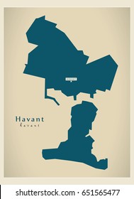 Modern Map - Havant district UK illustration