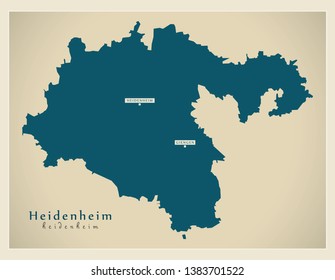 Modern Map - Heidenheim county of Baden Wuerttemberg DE