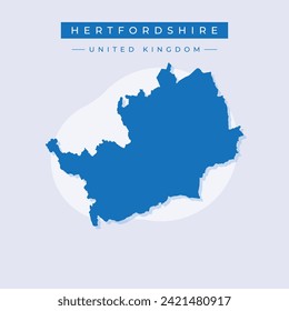 Modern Map - Hertfordshire county with labels UK illustration