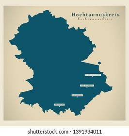 Modern Map - Hochtaunuskreis county of Hessen DE