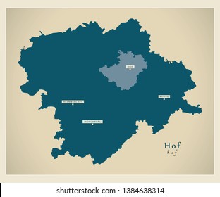 Modern Map - Hof county of Bavaria DE