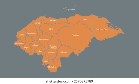 Modern Map of Honduras with Interactive Features, Flat design Honduras outline map.