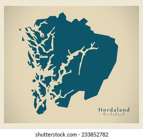 Modern Map - Hordaland NO