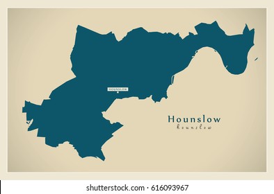 Modern Map - Hounslow borough Greater London UK England