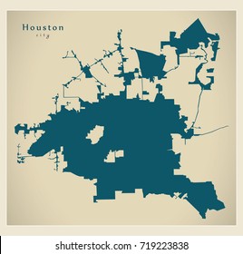 Modern Map - Houston City Of The USA