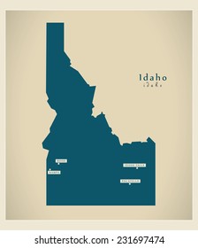 Modern Map - Idaho USA