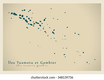 Modern Map - Iles Tuamotu et Gambier PF