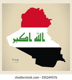 Modern Map - Iraq flag colored IQ