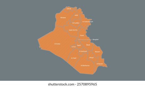 Modern Map of Iraq with Interactive Features, Flat design Iraq outline map.