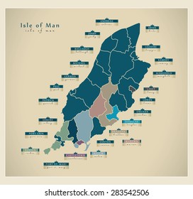 Modern Map - Isle of Man with detailed regions IM