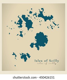 Modern Map - Isles Of Scilly Unitary Authority England UK