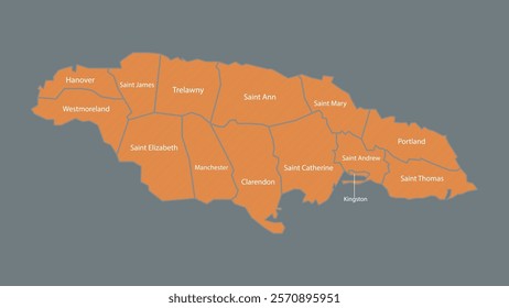 Modern Map of Jamaica with Interactive Features, Flat design Jamaica outline map.