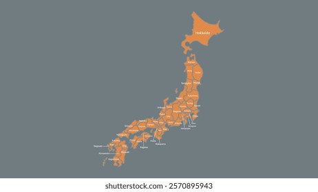 Modern Map of Japan with Interactive Features, Flat design Japan outline map.