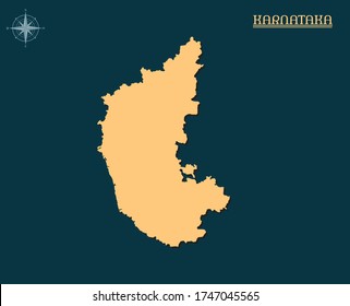 Mapa moderno de KARNATAKA , mapa estatal indio de KARNATAKA , infografía del estado indio