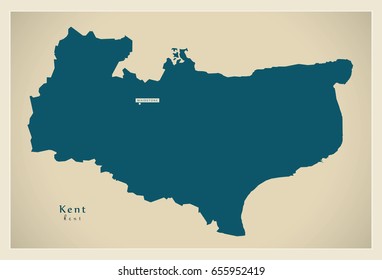 Modern Map - Kent County UK Illustration