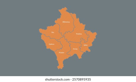 Modern Map of Kosovo Flag with Interactive Features, Flat design Kosovo Flag outline map.