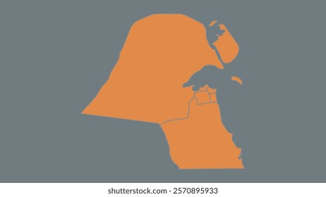 Modern Map of Kuwait with Interactive Features, Flat design Kuwait outline map.