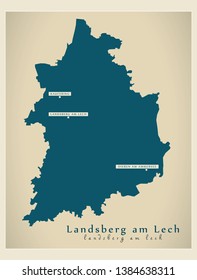 Modern Map - Landsberg am Lech county of Bavaria DE