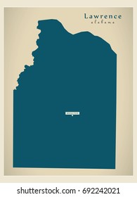 Modern Map - Lawrence Alabama county USA illustration
