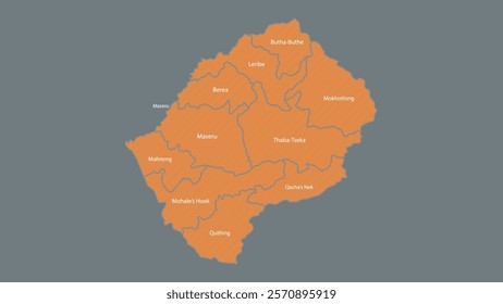 Modern Map of Lesotho with Interactive Features, Flat design Lesotho outline map.