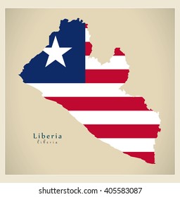 Modern Map - Liberia flag colored LR