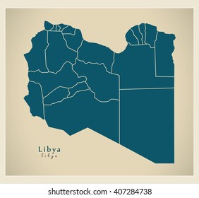 Modern Map - Libya with districts LY
